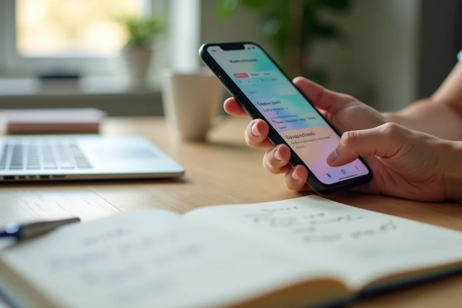 Persona joven escribiendo ideas en una app de notas en el móvil